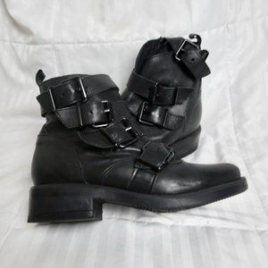 STEVE MADDEN REFLEX BOOTS black leather combat boots, ankle boots, Side-zipper